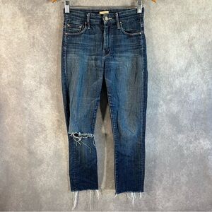 Mother Looker Ankle Fray Jeans Womens 25 Blue Distressed Clean Sweep 1411C-383